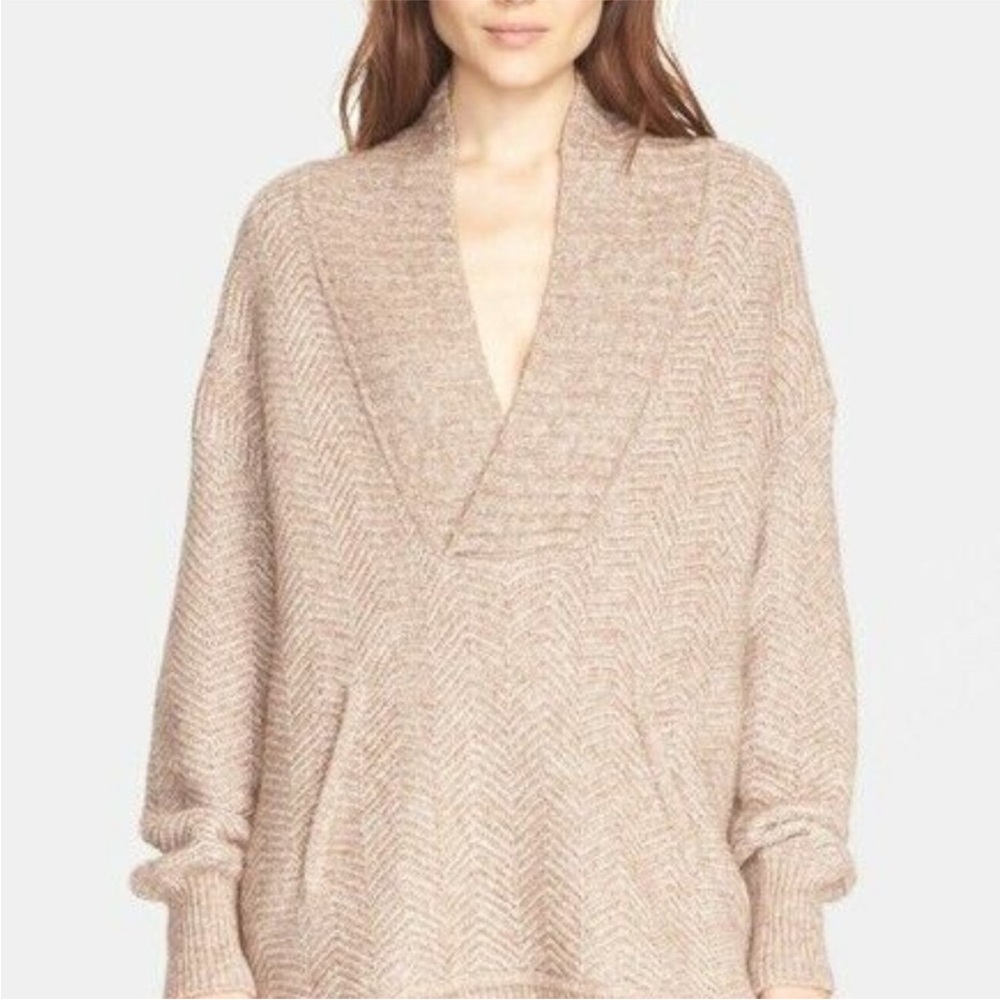 Vince Alpaca Merino Wool Sweater Women’s S Chevron Knit High Neck Pocket Tunic